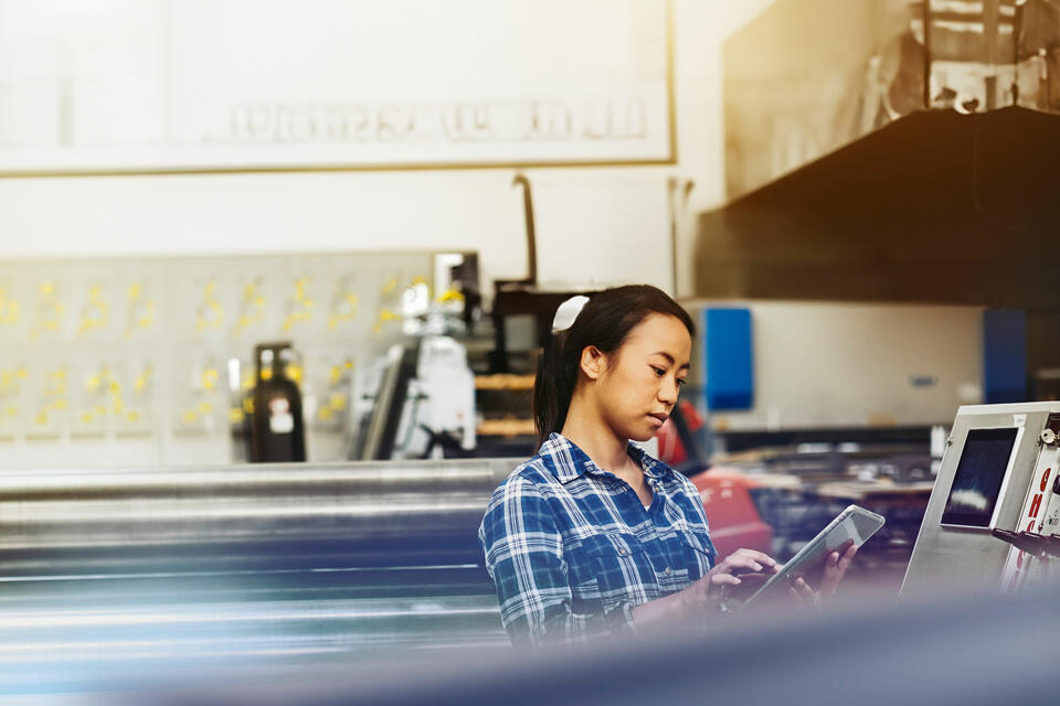A woman working